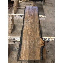 Eichenbohle, STRUKTUR, BROWN geölt, Baumkante, Altholz-Stil, rustikal, unbesäumt, 100x30x3cm